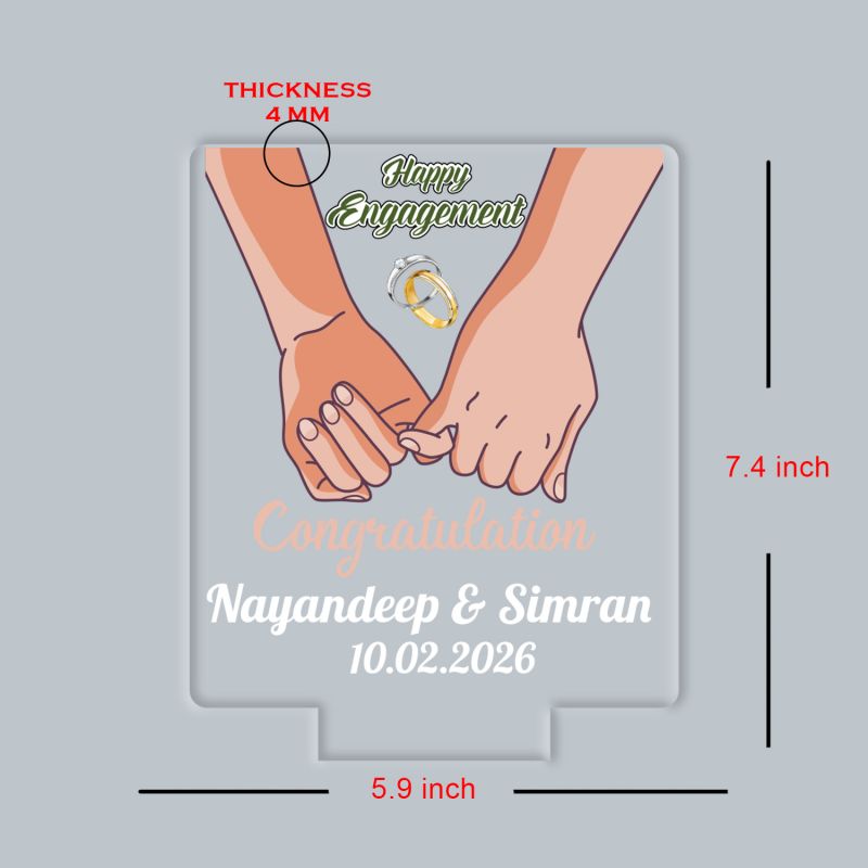 Personalized Happy Engagement LED Night Lamp with Couple Holding Hands Design Warm White Light  Engagement Gift for Friends, Brother, Sister & Colleague